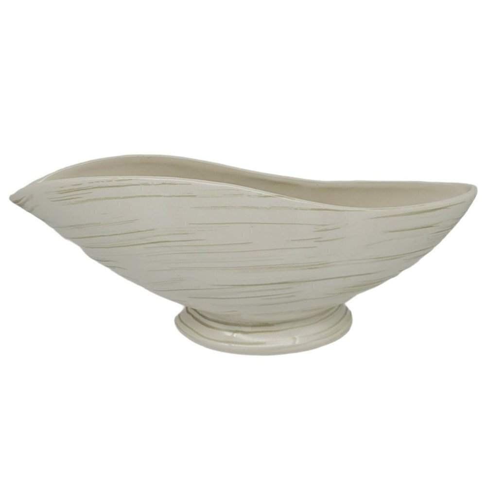 McCoy Pottery Vintage Harmony Boat Planter 1960's Ivory & Khaki Mid Century